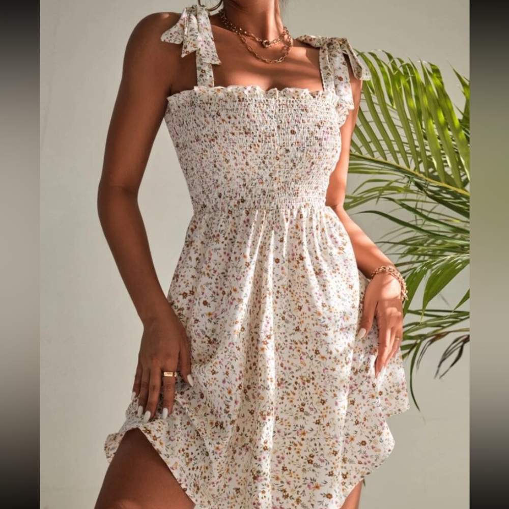 Floral Shoulder Tie Cami Dress